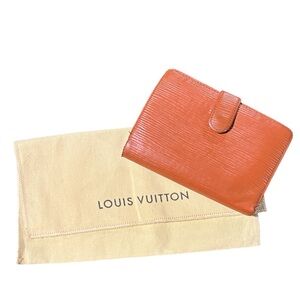 Louis Vuitton Eppi Brown Leather butterfly snap bifold card slot Wallet painted